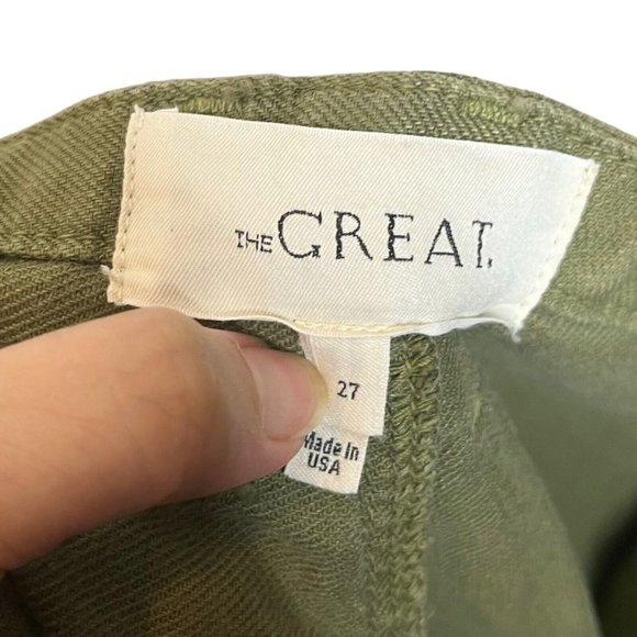 The Great Carpenter Slim Pants Army Green Women’s Size 27 High Rise Twill - Picture 10 of 13